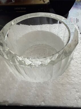 NIB Clear Faceted Crystal bowl  - Thick Cut Glass